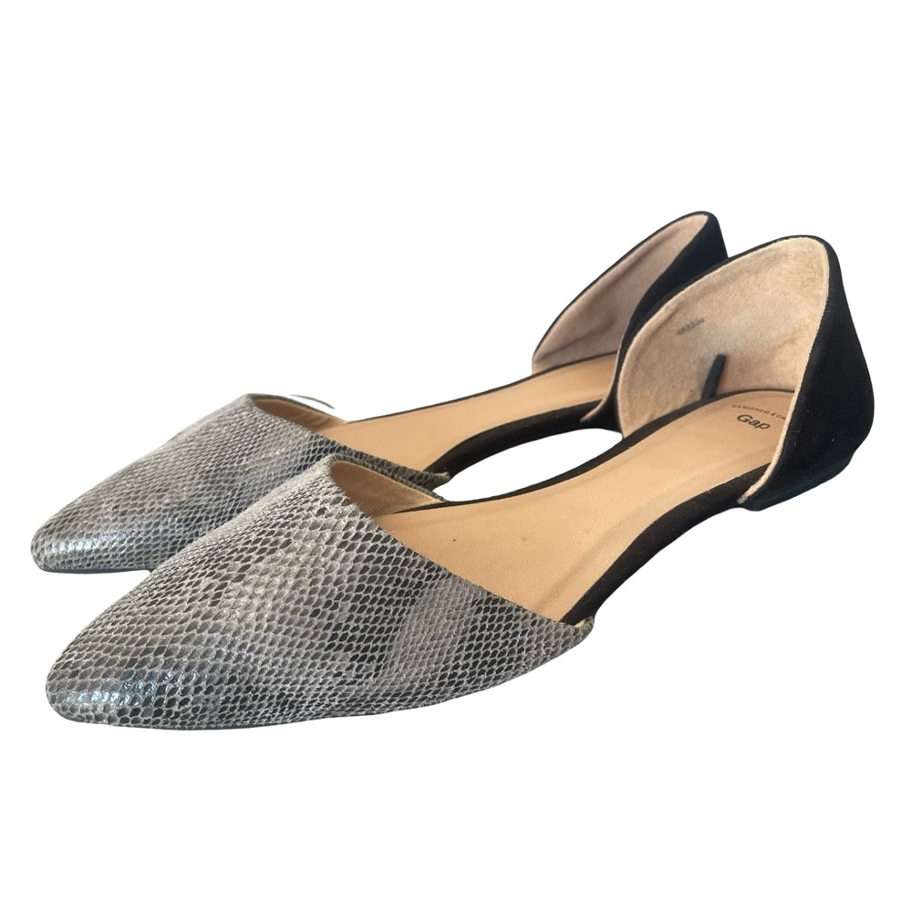 GAP Black Gray Snakeskin D’Orsay Flats Size 9